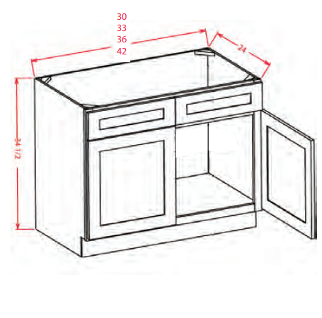 SB33 - Sink Base 33 - Double Door / Double False Front - Shaker Dove -  Discount Kitchen Direct